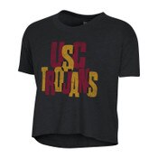 USC Trojans Women's Black Headliner Crop T-Shirt